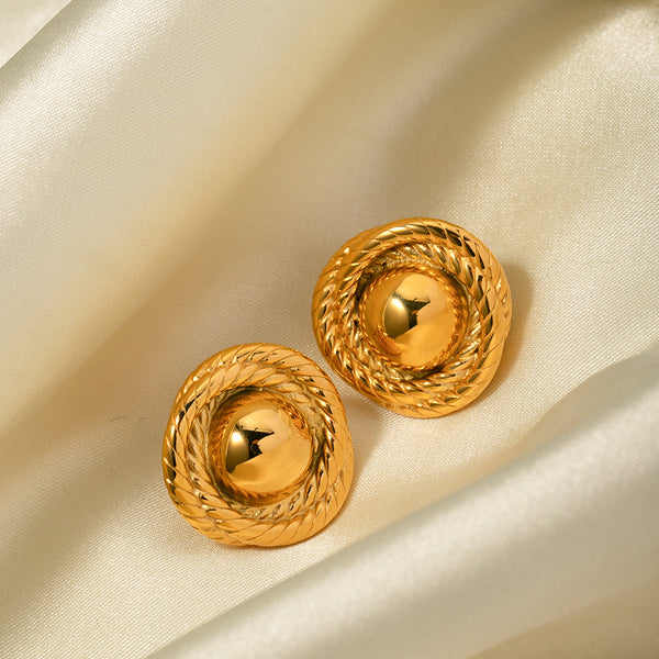 IG Style Round Stainless Steel 18K Gold Plated Earrings