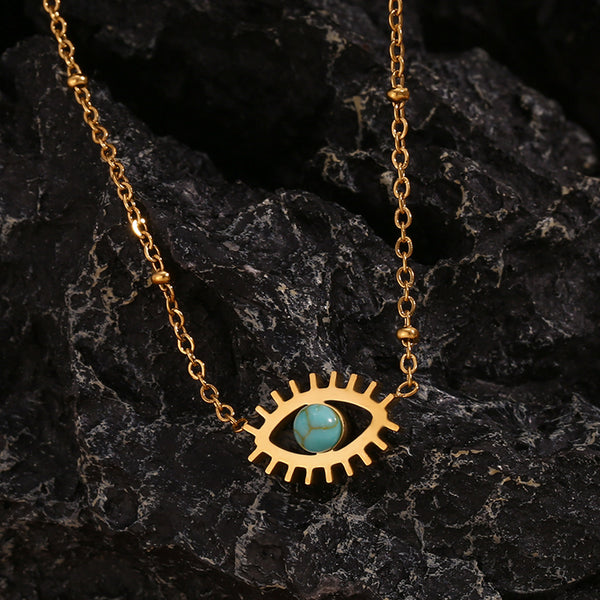 Minimalist Eye Geometric Stainless Steel 18K Gold Plated Necklaces