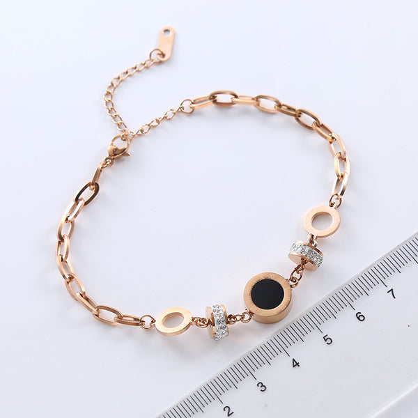 Women Versatile Asymmetrical Circle Chain Geometric Stainless Steel Electroplating Bracelets