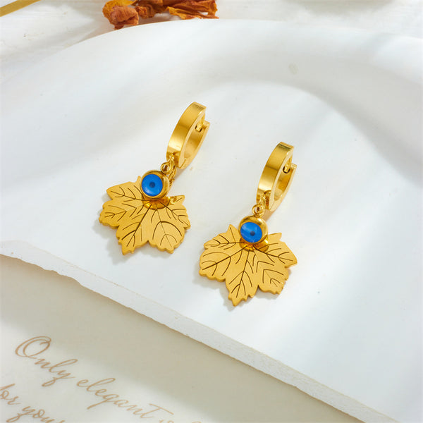 Fashion Leaf Titanium Steel Electroplating Earrings