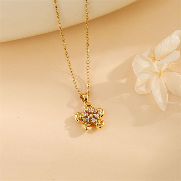 Minimalist Flower Stainless Steel Electroplating Necklaces