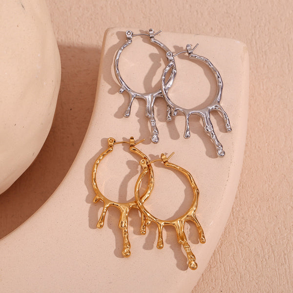 Fashion Circle Geometric Stainless Steel 18K Gold Plated Earrings