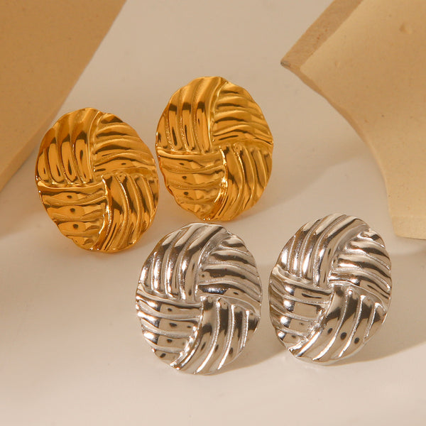 IG Style Round Geometric Stainless Steel Electroplating Earrings