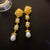 Medieval Droplet Pearl Droplet Geometric Alloy Diamond Inlay Earrings