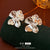 Luxurious Quadrilateral Round Ellipse Leaf Rhombus Bowknot Geometric Heart Droplet Flower Metal Electroplating Earrings