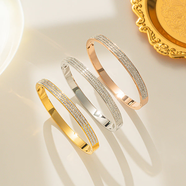 Minimalist Gypsophila Stainless Steel 18K Gold Plated Bangles