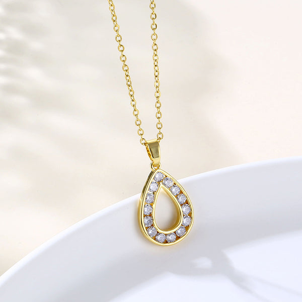 Women Minimalist Geometric Metal Droplet Stainless Steel Electroplating Necklaces