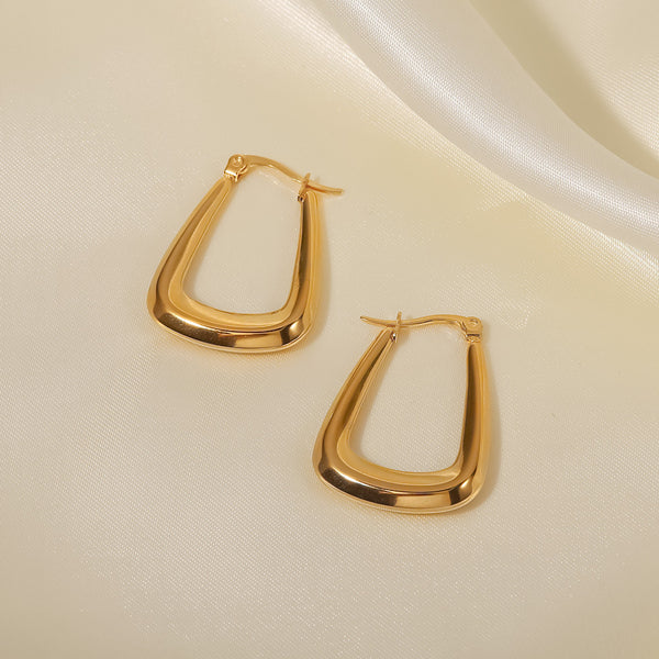 IG Style Quadrilateral Geometric Stainless Steel 18K Gold Plated Earrings