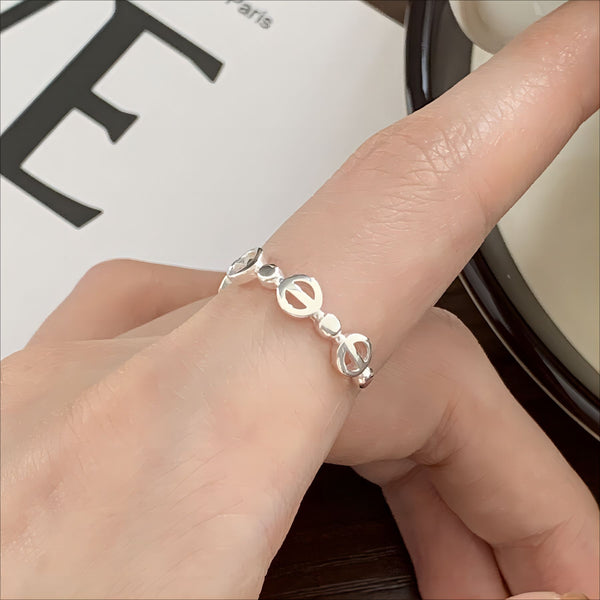 925 Sterling Silver Women Korean Chamfered Cube Heart Silver Silver Plating Rings