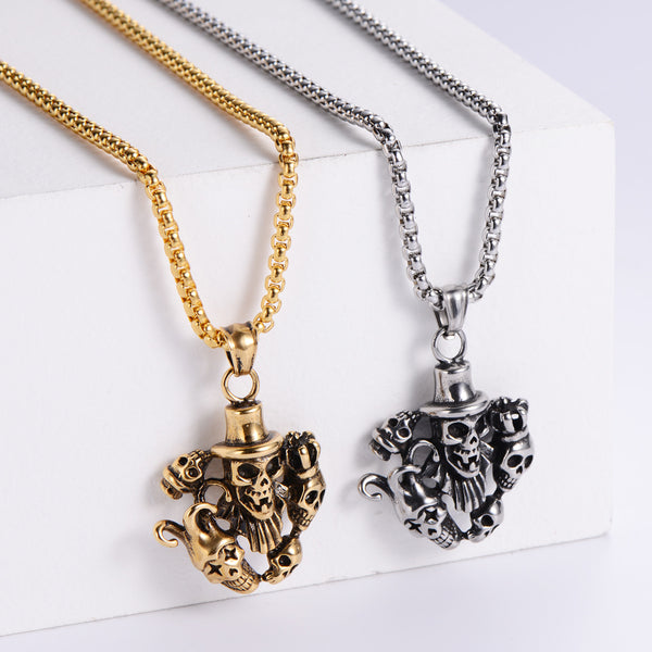 Retro Unisex Vintage Animal Cartoon Metal Skull Retro Vintage Chain Chinese Zodiac Animal Stainless Steel Electroplating Pendants