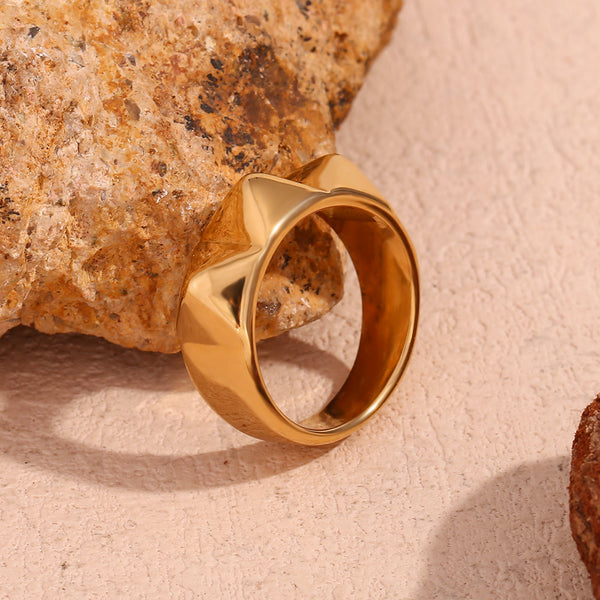 Minimalist Circle Geometric Stainless Steel 18K Gold Plated Rings