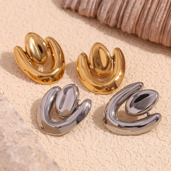 Fashion Irregular Geometric Stainless Steel Electroplating Earrings