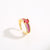 Niche Women Ellipse Geometric Copper Zircon Inlay Rings