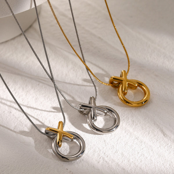 IG Style Bowknot Stainless Steel 18K Gold Plated Necklaces