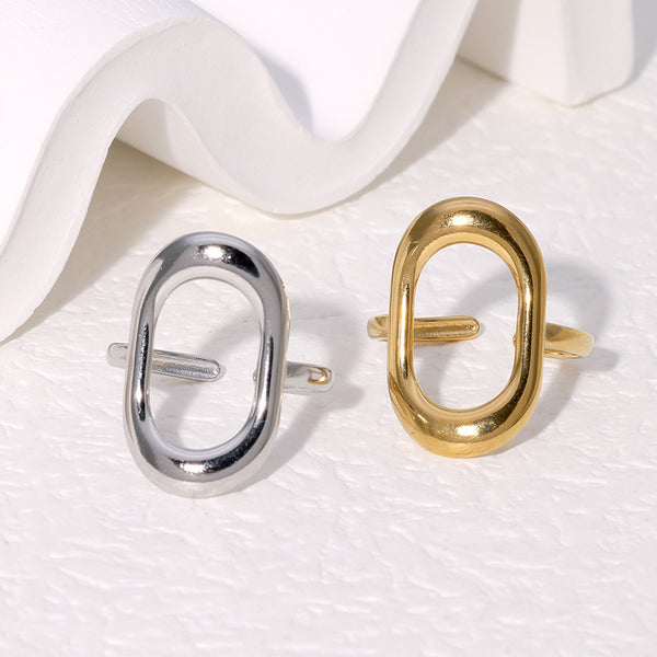 Minimalist Ellipse Geometric Stainless Steel Electroplating Rings