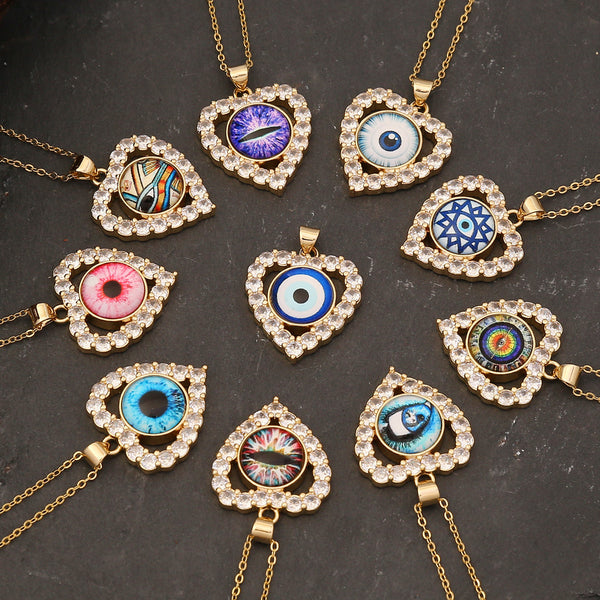 Expressive Eye Heart Copper Electroplating Pendants