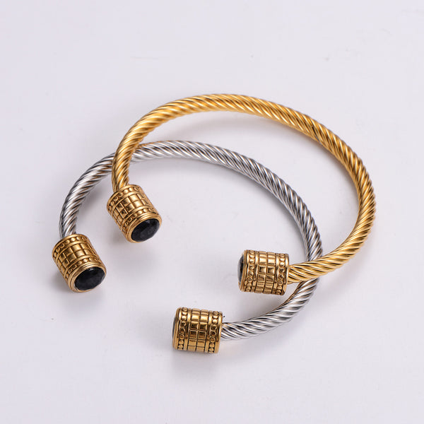 Retro Unisex Vintage Metal Open Bracelet Titanium Steel Electroplating Bangles