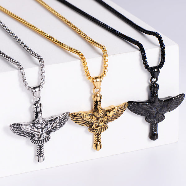 Retro Unisex Vintage Cross Animal Metal Skull Retro Vintage Chain Cross Animal Stainless Steel Pendants