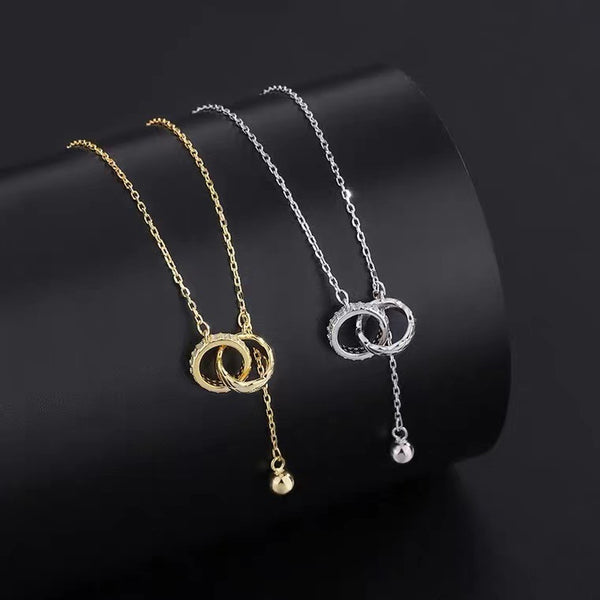 Moderate Luxury Ellipse Round Geometric Stainless Steel 18K Gold Plated Necklaces