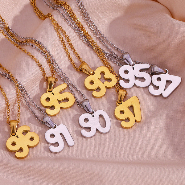 Minimalist Number Text Letter Stainless Steel 18K Gold Plated Necklaces