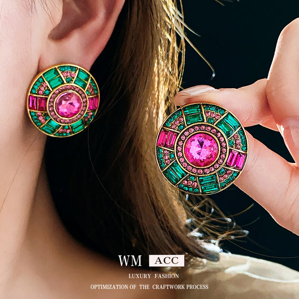 Medieval Quadrilateral Round Geometric Alloy Electroplating Earrings