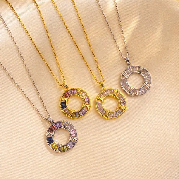 Niche Round Titanium Steel 18K Gold Plated Necklaces