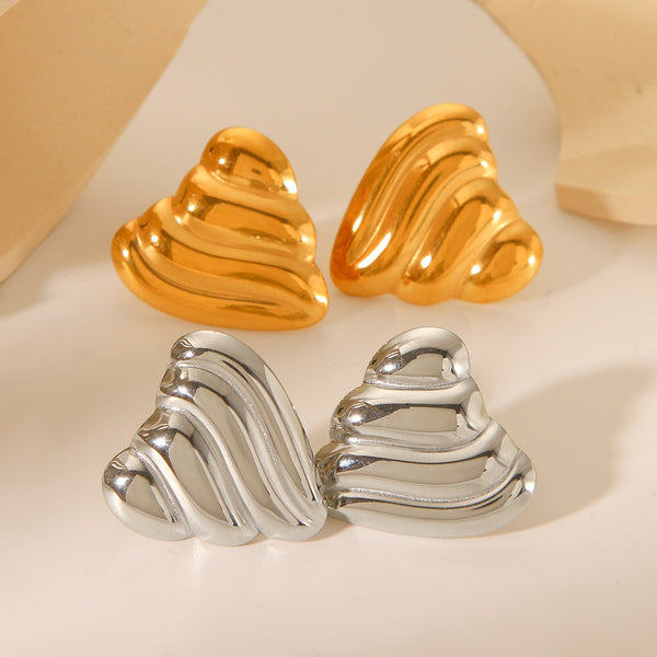 IG Style Heart Geometric Stainless Steel Electroplating Earrings