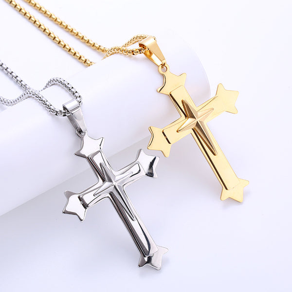 Hip Hop Men Cross Cross Titanium Steel Electroplating Pendants