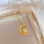 Korean Women Moon Geometric Stainless Steel Electroplating Necklaces