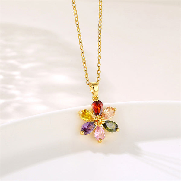 Minimalist Flower Stainless Steel Electroplating Necklaces