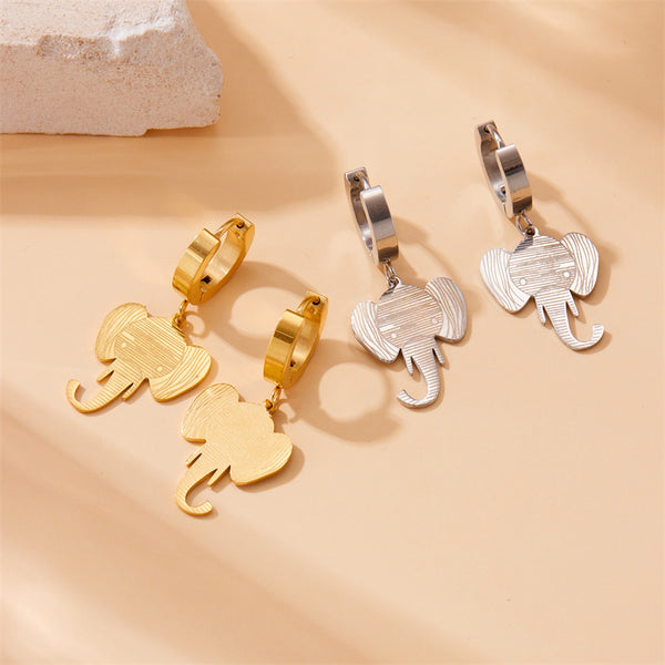 Fashion Cartoon Animal Chinese Zodiac Stainless Steel Electroplating Earrings