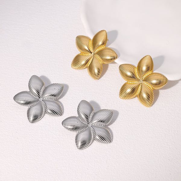 Flower Flower Stainless Steel Electroplating Stud Earrings