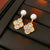 Luxurious Flower Star Flower Geometric Artificial Pearl Zircon Inlay Earrings