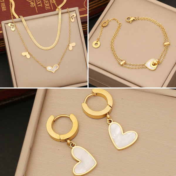 Fashion Heart Stainless Steel Electroplating Necklaces