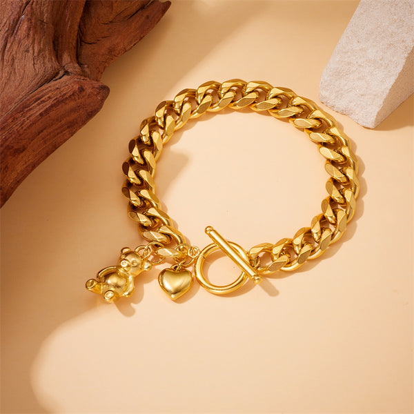 Fashion Women Heart Chain Stainless Steel Electroplating Bracelets