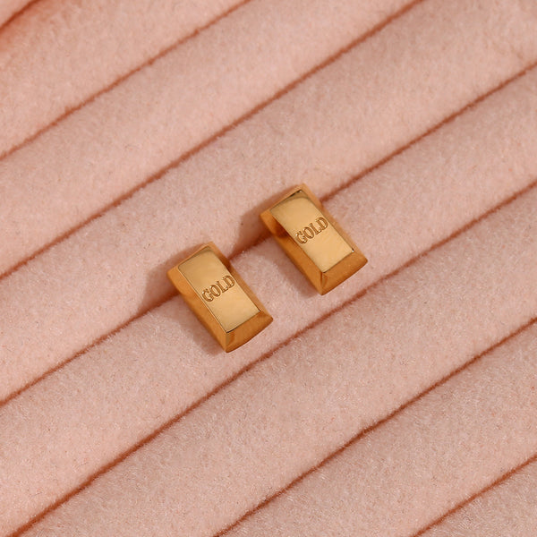 Fashion Letter Geometric Stainless Steel 18K Gold Plated Stud Earrings