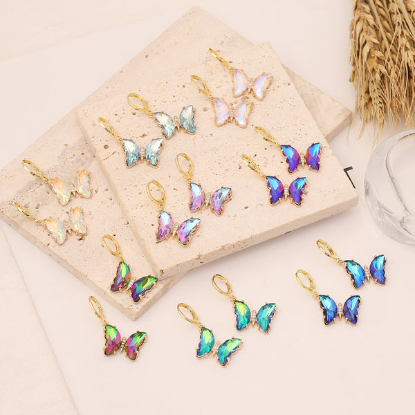 Women Butterfly Copper Electroplating Earrings