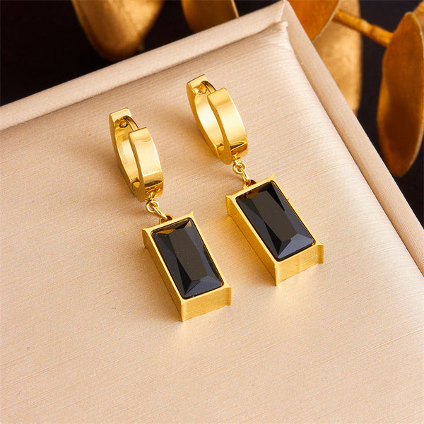 Fashion Square Geometric Stainless Steel Electroplating Earrings