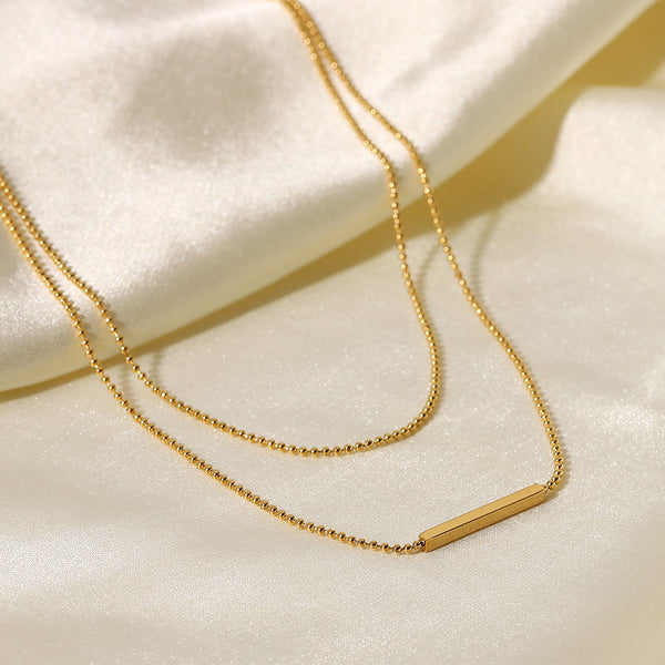 IG Style Stripe Geometric Stainless Steel 18K Gold Plated Necklaces