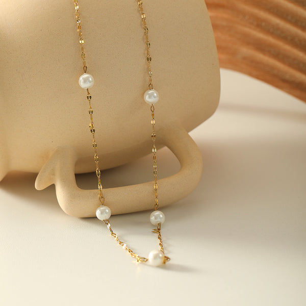 IG Style Pearl Stainless Steel Electroplating Necklaces