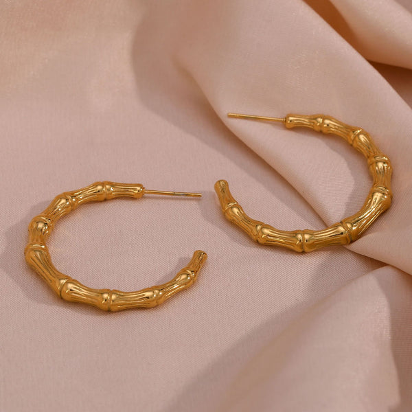 Minimalist Circle Geometric Stainless Steel 18K Gold Plated Earrings