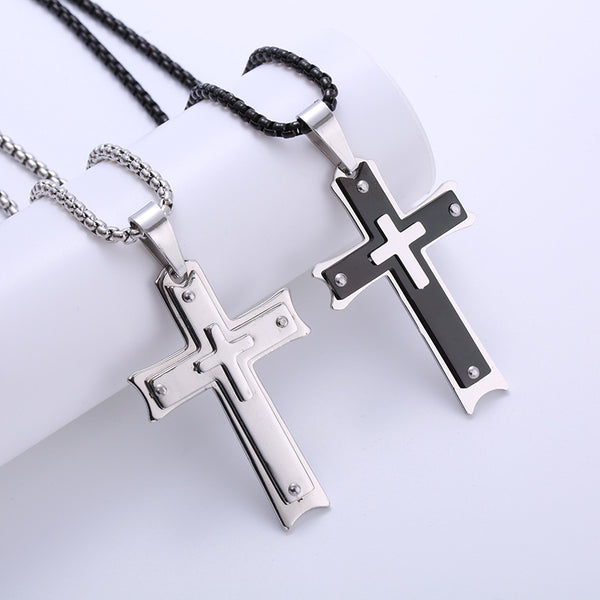 Men Minimalist Cross Cross Titanium Steel Electroplating Pendants