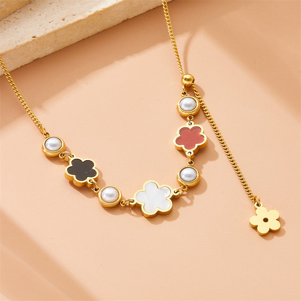 Fashion Flower Flower Stainless Steel Electroplating Necklaces