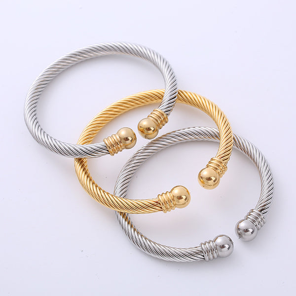 Retro Vintage Stainless Steel Electroplating Bangles