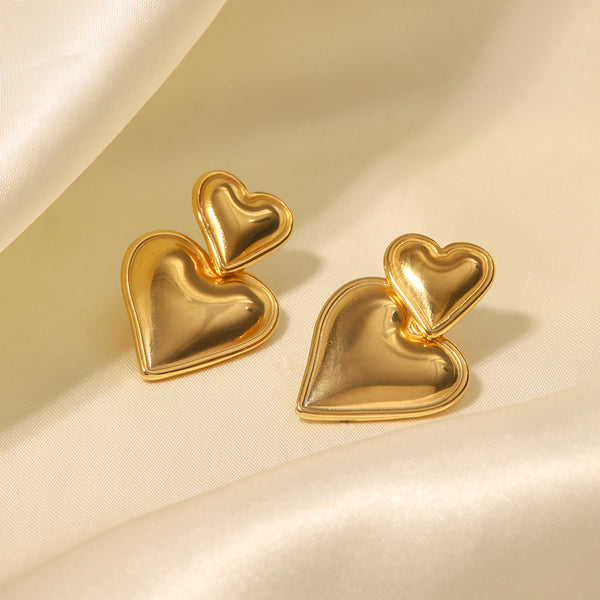 IG Style Heart Geometric Stainless Steel 18K Gold Plated Earrings