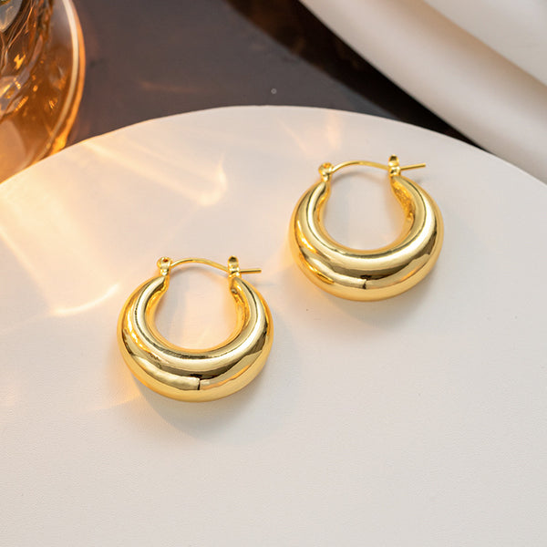 Retro Vintage Moon Geometric Titanium Steel 18K Gold Plated Earrings