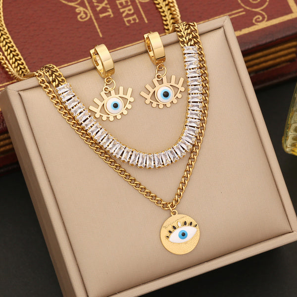 Expressive Eye Stainless Steel Electroplating Necklaces