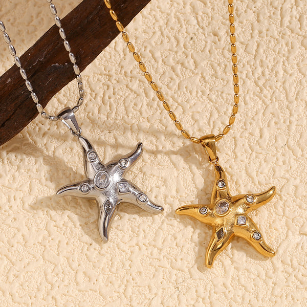 Fashion Starfish Geometric Stainless Steel Electroplating Necklaces