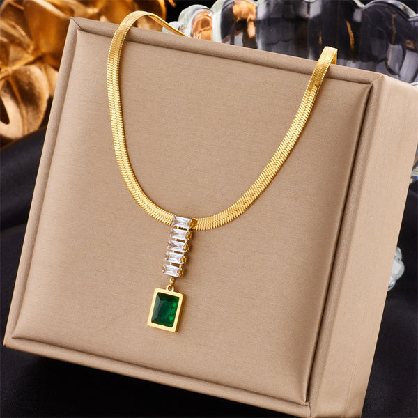 Square Chain Tennis / Diamond Line Geometric Titanium Steel Electroplating Necklaces