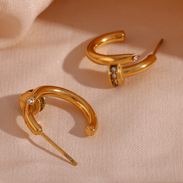 Fashion Circle Geometric Stainless Steel 18K Gold Plated Earrings